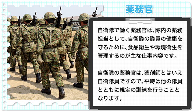 自衛隊薬務官の特徴について